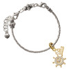 Gold-tone Crystal Ship Wheel - Direction - Gold-tone Plated Twist Rope Bead Charm Dangle with Mini Year 2026