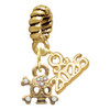 Gold-tone Mini Skull & Bones with Crystals - Gold-tone Plated Twist Rope Bead Charm Dangle with Mini Year 2026