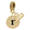 Gold-tone Disc 1/2'' Initial - r - Gold-tone Plated Twist Rope Bead Charm Dangle with Mini Year 2026