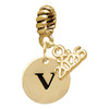 Gold-tone Disc 1/2'' Initial - v - Gold-tone Plated Twist Rope Bead Charm Dangle with Mini Year 2026