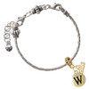 Gold-tone Capital Letter - W - Pebble Disc - Gold-tone Plated Twist Rope Bead Charm Dangle with Mini Year 2026