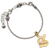 Gold-tone Large Daughter Heart with Crystal - Gold-tone Plated Twist Rope Bead Charm Dangle with Mini Year 2026