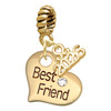 Gold-tone Large Best Friend Heart with Crystal - Gold-tone Plated Twist Rope Bead Charm Dangle with Mini Year 2026