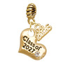 Gold-tone Class of 2027 Heart - Gold-tone Plated Twist Rope Bead Charm Dangle with Mini Year 2026