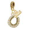 Gold-tone Beaded Clear Crystal Horseshoe with Good Luck - Gold-tone Plated Twist Rope Bead Charm Dangle with Mini Year 2026