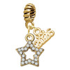 Gold-tone Clear Crystal Lucky Star - Gold-tone Plated Twist Rope Bead Charm Dangle with Mini Year 2026