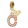 Rose Gold-tone Crystal Initial - C - Gold-tone Plated Twist Rope Bead Charm Dangle with Mini Year 2026