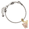 Rose Gold-tone Crystal Initial - W - Gold-tone Plated Twist Rope Bead Charm Dangle with Mini Year 2026