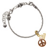 Rose Gold-tone Beaded Peace Sign - Gold-tone Plated Twist Rope Bead Charm Dangle with Mini Year 2026