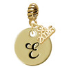 Gold-tone Large Disc Letter - E - Gold-tone Plated Twist Rope Bead Charm Dangle with Mini Year 2026