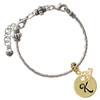 Gold-tone Large Disc Letter - K - Gold-tone Plated Twist Rope Bead Charm Dangle with Mini Year 2026