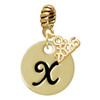 Gold-tone Large Disc Letter - X - Gold-tone Plated Twist Rope Bead Charm Dangle with Mini Year 2026