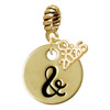 Gold-tone Large Disc Letter - & - Gold-tone Plated Twist Rope Bead Charm Dangle with Mini Year 2026