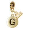 Gold-tone Capital Letter - G - Pebble Disc - Gold-tone Plated Twist Rope Bead Charm Dangle with Mini Year 2026