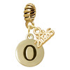 Gold-tone Capital Letter - O - Pebble Disc - Gold-tone Plated Twist Rope Bead Charm Dangle with Mini Year 2026