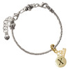 Gold-tone Capital Letter - X - Pebble Disc - Gold-tone Plated Twist Rope Bead Charm Dangle with Mini Year 2026