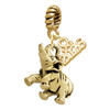 Gold-tone 3-D Elephant - Gold-tone Plated Twist Rope Bead Charm Dangle with Mini Year 2026