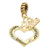 Gold-tone Heart with 3 AB Crystals - Stronger Braver Smarter - Gold-tone Plated Twist Rope Bead Charm Dangle with Mini Year 2026