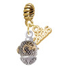 Gold-tone Fairy on Silver Plated Hatched Background Spinner - Gold-tone Plated Twist Rope Bead Charm Dangle with Mini Year 2026