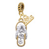 Gold-tone White Open Plumeria Flip Flop - Gold-tone Plated Twist Rope Bead Charm Dangle with Mini Year 2026