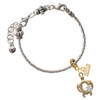 Gold-tone Open Sea Turtle with White Plumeria - Gold-tone Plated Twist Rope Bead Charm Dangle with Mini Year 2026