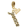 Gold-tone Crystal Script ''Peace'' - Gold-tone Plated Twist Rope Bead Charm Dangle with Mini Year 2026