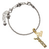 Gold-tone Crystal Script ''Peace'' - Gold-tone Plated Twist Rope Bead Charm Dangle with Mini Year 2026