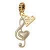 Gold-tone Large Clef with Heart - Gold-tone Plated Twist Rope Bead Charm Dangle with Mini Year 2026