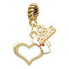 Gold-tone Open Heart with Nurse Hat - Gold-tone Plated Twist Rope Bead Charm Dangle with Mini Year 2026