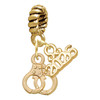 Gold-tone Mini Handcuffs - Gold-tone Plated Twist Rope Bead Charm Dangle with Mini Year 2026