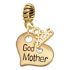 Gold-tone Large Godmother Heart with Crystal - Gold-tone Plated Twist Rope Bead Charm Dangle with Mini Year 2026