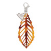 Acrylic Large Leaf Orange Brown - Silver Plated Clip on Charm with Mini Year 2026: Year to Remember Jewelry Gift - Celebrations