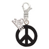 Acrylic Small Black Peace Sign - Silver Plated Clip on Charm with Mini Year 2026: Year to Remember Jewelry Gift - Celebrations