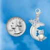 Silver Plated Large Imitation Pearl Owl Sitting on White Moon - Silver Plated Clip on Charm with Mini Year 2026 Jewelry Ideas and Examples