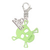 Acrylic Small Lime Green Skull - Silver Plated Clip on Charm with Mini Year 2026: Year to Remember Jewelry Gift - Celebrations