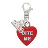 Acrylic Red "Dream On / Bite Me" Heart - Silver Plated Clip on Charm with Mini Year 2026: Year to Remember Jewelry Gift - Celebrations