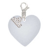 Acrylic 1" Shimmer White Heart - Silver Plated Clip on Charm with Mini Year 2026: Year to Remember Jewelry Gift - Celebrations