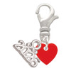 Acrylic 5/16" Red Heart - Silver Plated Clip on Charm with Mini Year 2026: Year to Remember Jewelry Gift - Celebrations