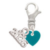 Acrylic 5/16" Teal Heart - Silver Plated Clip on Charm with Mini Year 2026: Year to Remember Jewelry Gift - Celebrations