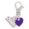 Acrylic 5/16" Purple Heart - Silver Plated Clip on Charm with Mini Year 2026: Year to Remember Jewelry Gift - Celebrations