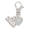 Acrylic 5/16" Shimmer White Heart - Silver Plated Clip on Charm with Mini Year 2026: Year to Remember Jewelry Gift - Celebrations