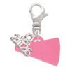 Acrylic Hot Pink Megaphone - Silver Plated Clip on Charm with Mini Year 2026: Year to Remember Jewelry Gift - Celebrations