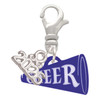 Acrylic Navy Cheer Megaphone - Silver Plated Clip on Charm with Mini Year 2026: Year to Remember Jewelry Gift - Celebrations