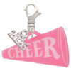 Acrylic Large Hot Pink Cheer Megaphone - Silver Plated Clip on Charm with Mini Year 2026: Year to Remember Jewelry Gift - Celebrations