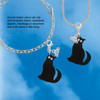 Acrylic Sitting Black Cat with Crystal Eyes - Silver Plated Clip on Charm with Mini Year 2026