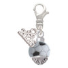 Silver Plated 3-D Enamel Soccerball Spinner - Silver Plated Clip on Charm with Mini Year 2026: Year to Remember Jewelry Gift - Celebrations