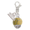 Silver Plated 3-D Enamel Waterpolo ball Spinner - Silver Plated Clip on Charm with Mini Year 2026: Year to Remember Jewelry Gift - Celebrations