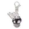 Silver Plated White Dots on Black Spinner - Silver Plated Clip on Charm with Mini Year 2026: Year to Remember Jewelry Gift - Celebrations