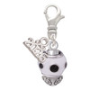 Silver Plated Black Dots on White Spinner - Silver Plated Clip on Charm with Mini Year 2026: Year to Remember Jewelry Gift - Celebrations