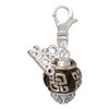 Silver Plated Chinese Pattern on Black Spinner - Silver Plated Clip on Charm with Mini Year 2026: Year to Remember Jewelry Gift - Celebrations